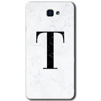 MRCİLETİSİM MRCİLETİSİM Samsung Galaxy J7 Prime Kılıf HD Desen Baskı Arka Kapak + Temperli Cam-Beyaz Mermer Desenli T Harfi