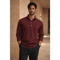 Yarım Pat Yakalı York Pamuk Kumaşlı Uzun Kollu Erkek Gömlek - Bordo