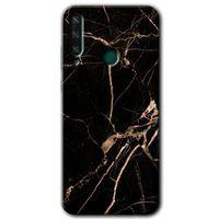 Huawei Y6P Kılıf Baskılı Kapak - Siyah Gold Mermer +Tam Ekran Koruyucu