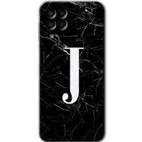 Galaxy M33 Kılıf HD Desen Baskılı Arka Kapak - Siyah Mermer Desenli J Harfi