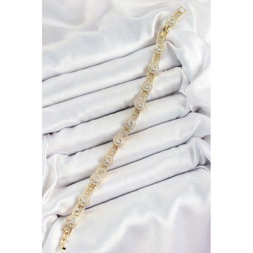 Pirinç Greg Model Zirkon Taşlı Gold Renk VİP Seri Kadın Bileklik