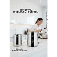 İnox 350ml-550ml Barista Süt Sürahisi Seti - Süt Köpürtme Potu -  Paslanmaz Çelik