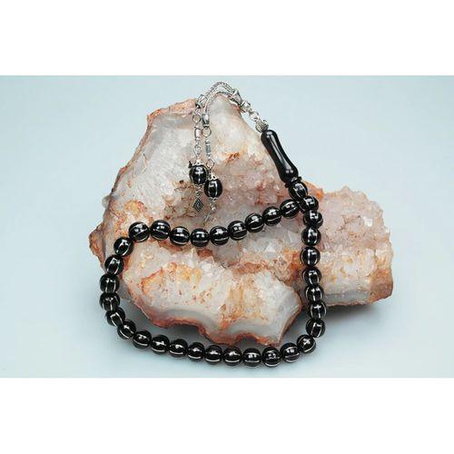 Karpuz Dilimi Sekizli Alpaka İşlemeli Oltu Sıkması Tespih