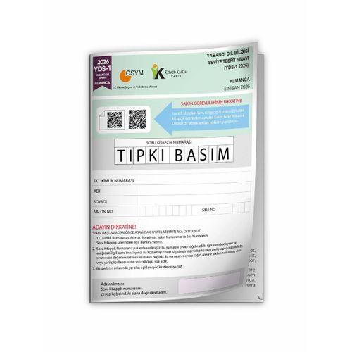 YDS Almanca 2026/1 Yabancı Dil Sınavı ÖSYM Tıpkı Basım Çıkmış Soru Deneme Kitapçığı (e-YDS uygun)