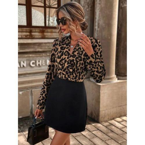 Kadın Uzun Kollu Kruvaze Yakalı üst Dalgıç Alt Ithal Krep Mini Elbise