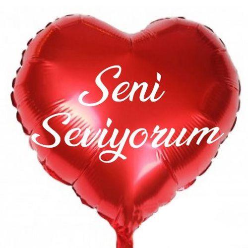 YÜKSEK KALİTE SENİ SEVİYORUM KIRMIZI KALPLİ FOLYO BALON 46 CM 9 ADET PARLAK METALİK KALPLİ BALON