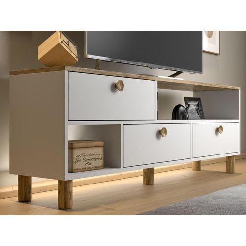 Nora Bohem Ledli Tv Ünitesi - Konsol 3 Kapak 2 Bölme 160 Cm Dolaplı ( 3 Renkli Ledli )