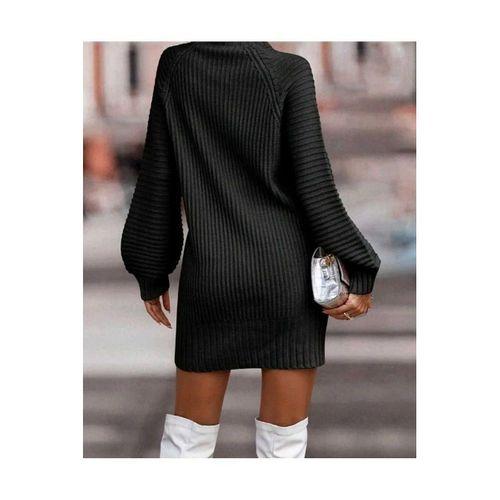 Kadın Uzun Kollu Balıkçı Yaka Mini Triko Elbise