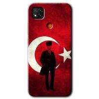 BeRa Aksesuar Xiaomi Redmi 9c Kılıf Baskılı Kapak - Atatürk Bayrak +Tam Kaplayan Mat Seramik
