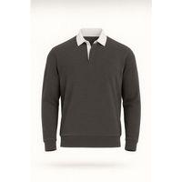 Luis Polo Yaka Selanik Örme Kumaş Erkek Sweatshirt - Füme