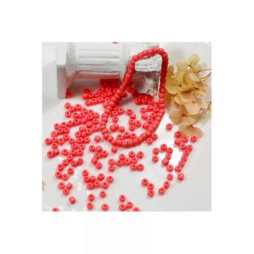 Karpuz Pembesi Renk 4 mm Yaklaşık 1100 adet / 100 gram Cam Boncuk Oya Yazma Bileklik ve Kolye