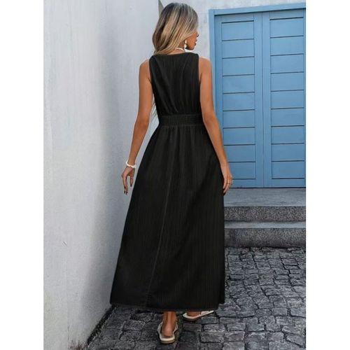 Kadın Askılı Kruvaze Yakalı Belden Dantelli Uzun Bürümcük Elbise