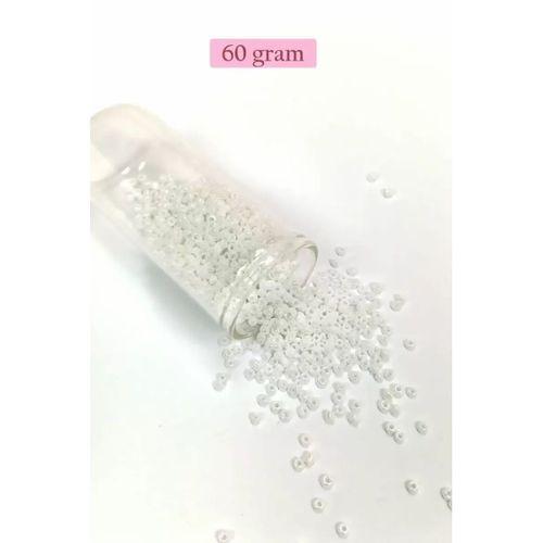 Dökme Cam Kum Boncuk (8/0) 3 mm - 60 Gram - Parlak Beyaz - BNC194