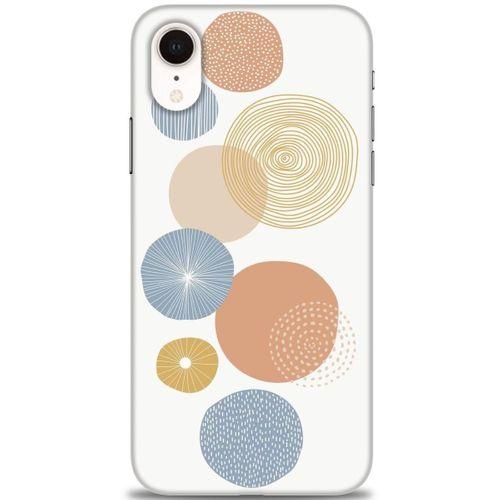 iPhone XR Kılıf HD Baskılı Kılıf - Mavi Daireler + Tam Ekran Koruyucu