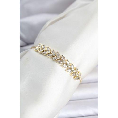 Pirinç Gold Renk Başak Model Su Yolu Kadın Bileklik