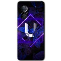 Huawei Nova 9 SE HD Baskılı Kılıf + 9D Tam Ekran Koruyucu - Dark Neon Yaprak U Harfi