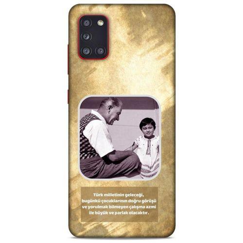 Samsung Galaxy A31 Kılıf Atatürk (2) Kabı Gold