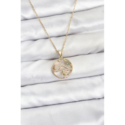 316L Çelik Zincir Gold Renk Şans Kolyesi Model Zirkon Taşlı Kadın Kolye