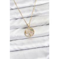 316L Çelik Zincir Gold Renk Şans Kolyesi Model Zirkon Taşlı Kadın Kolye