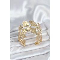 Pirinç Gold Renk Levha Yelpaze Model Kadın Bileklik