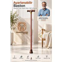 Ayarlanabilir Alüminyum Medikal Baston T Saplı Ortopedi Yürüme Destegi 59-96 cm 723655