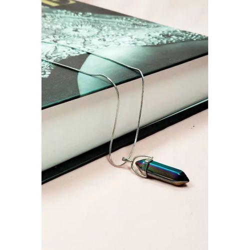 Hematit Doğal Taşı Zincirli El Yapımı Tasarımlı Kolye Uç: 3,5 cm Zincir: 20 cm Kutulu