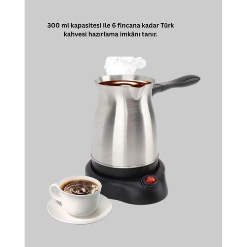 Paslanmaz Çelik Elektrikli Cezve 800w 6 Fincan Kapasiteli