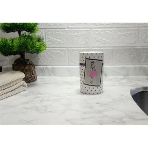 2 Adet Seramik Diş Fırçalık Pembe Elbiseli Kadın Model 7X7X11Cm Banyo Seti