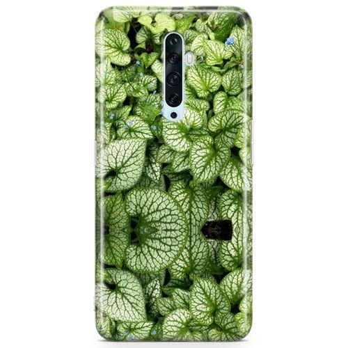 Oppo Reno2 Z 2019 Kılıf Mavi Çiçekli Yapraklar Arka Kapak Koruma Desenli Full Koruyucu