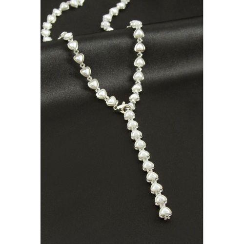 Kalp Zirkon Taşlı Çelik Y Kolye