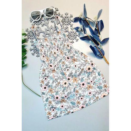 Yazlık İp Askılı Kız Çocuk Elbise Çiçek Desenli