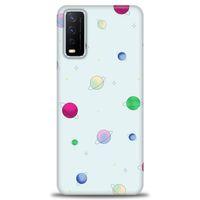 Vivo Y20S Kılıf HD Baskılı Kılıf - Gezegenler Çizim + Tam Ekran Koruyucu