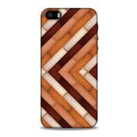 Apple Iphone 5 Kılıf Patchwork (40) Fit Silikon Kılıf Kahverengi Beyaz
