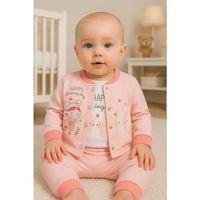 Happy Dancing Desenli 3'lü Hırkalı Kız Bebek Takım
