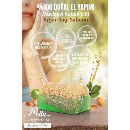 Pella %100 El Yapımı, Gliserinli, Mucizevi Doğal Kabak Lifli, Argan Yağlı Sabun 130 gr