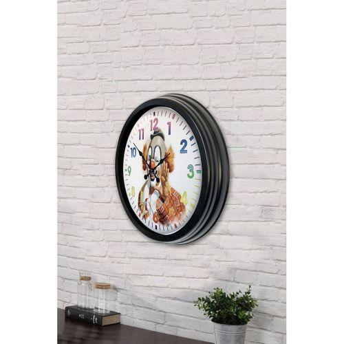 40 Cm Siyah Metal Palyaço Duvar Saati