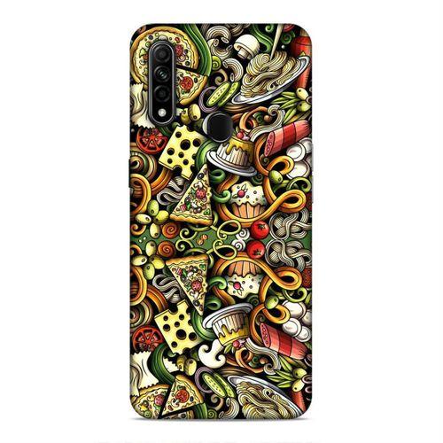 Oppo A31 Kılıf İtalyan Yemekleri Doodle Arka Kapak Silikon Koruma Full Koruyucu