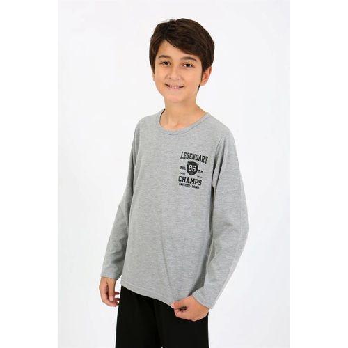 Erkek Çocuk Uzun Kol Penye Pijama Takım Gri