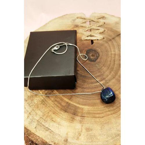 Lapis Lazuri Doğal Taşı Zincirli El Yapımı Kolye Uç: 2 cm Zincir: 20 cm Kutulu