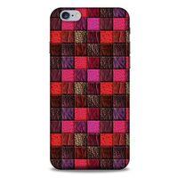 Apple Iphone 6 Plus Kılıf Patchwork (22) Tam Koruma Kılıfı Fuşya Bordo