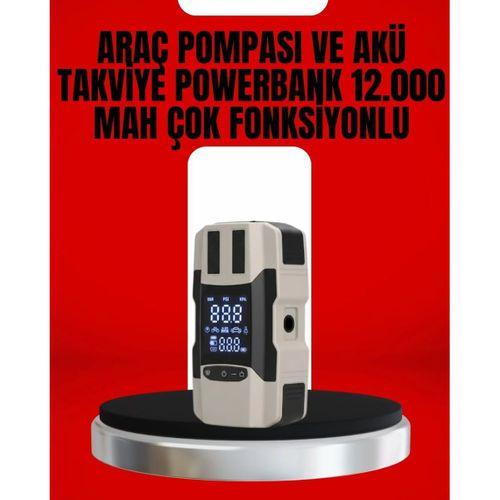 Dijital Ekranlı Araç Pompası Akü Takviye Powerbank 12.000 Mah