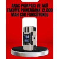 Dijital Ekranlı Araç Pompası Akü Takviye Powerbank 12.000 Mah
