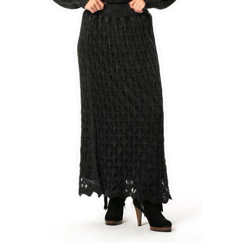 Beli Lastikli Elvan Sonbahar ve Kışlık Uzun Örgü Triko Etek Füme Fm