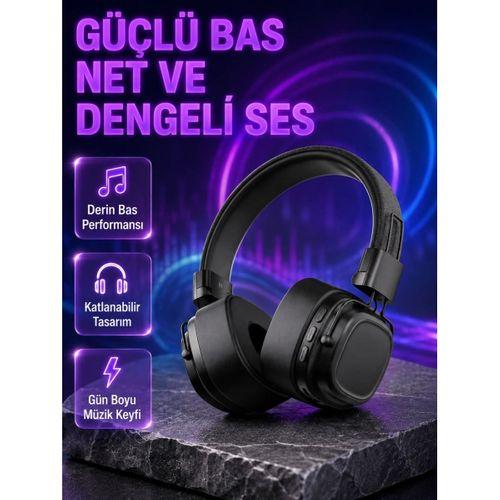 Kablosuz Kulak Üstü Bluetooth Kulaklık Güçlü Bas Ve Katlanabilir Tasarım