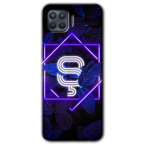 Oppo Reno 4 Lite Kılıf HD Desen Baskılı Arka Kapak - Dark Neon Yaprak Ş Harfi + Kırılmaz Cam