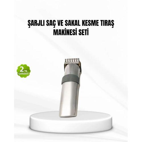 Şarjlı Saç Ve Sakal Kesme Makinesi – Paslanmaz Çelik Bıçak, Ayarlanabilir Başlık