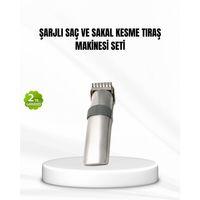 Şarjlı Saç Ve Sakal Kesme Makinesi – Paslanmaz Çelik Bıçak, Ayarlanabilir Başlık