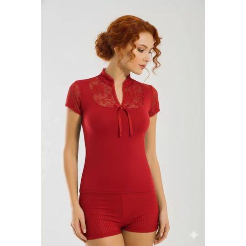 Berrak Dantelli Yarım Kollu Kadın Bluz Elestan