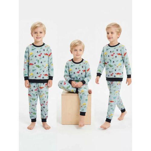 4/10 Yaş Animal Baskılı Pamuk Penye Çocuk Pijama Takımı