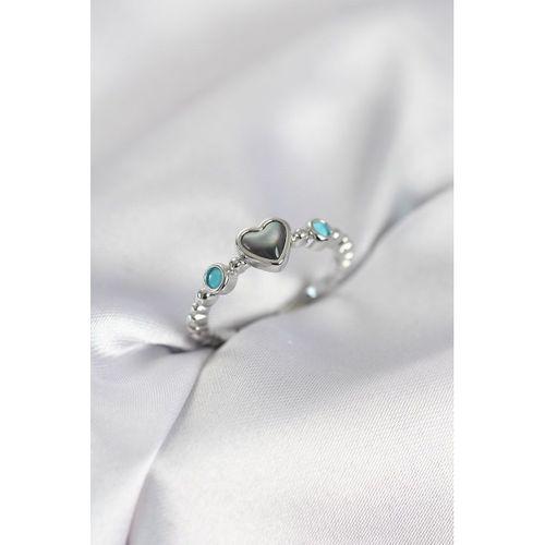 Gümüş Renk Hematit Taşlı Kadın Yüzük